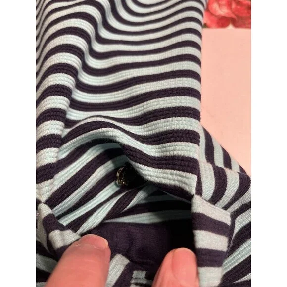 Lilly Pulitzer Charlene Navy Aqua Blue Stripes Dress Gold Buttons Sz M Jackie-O - Picture 12 of 16